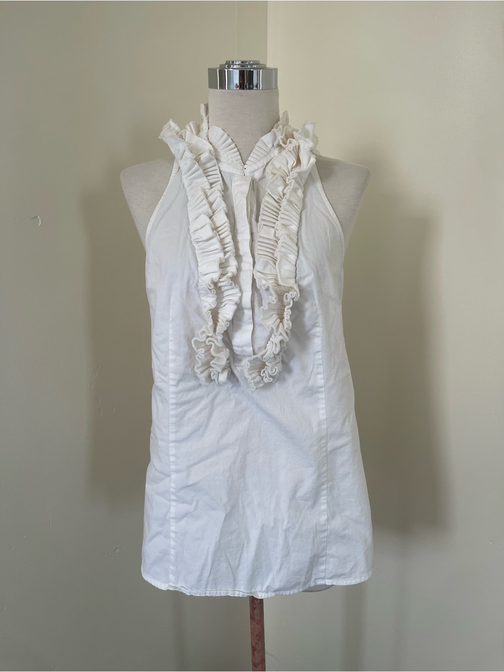 Bisou Bisou Cream Ruffle Halter Camisole